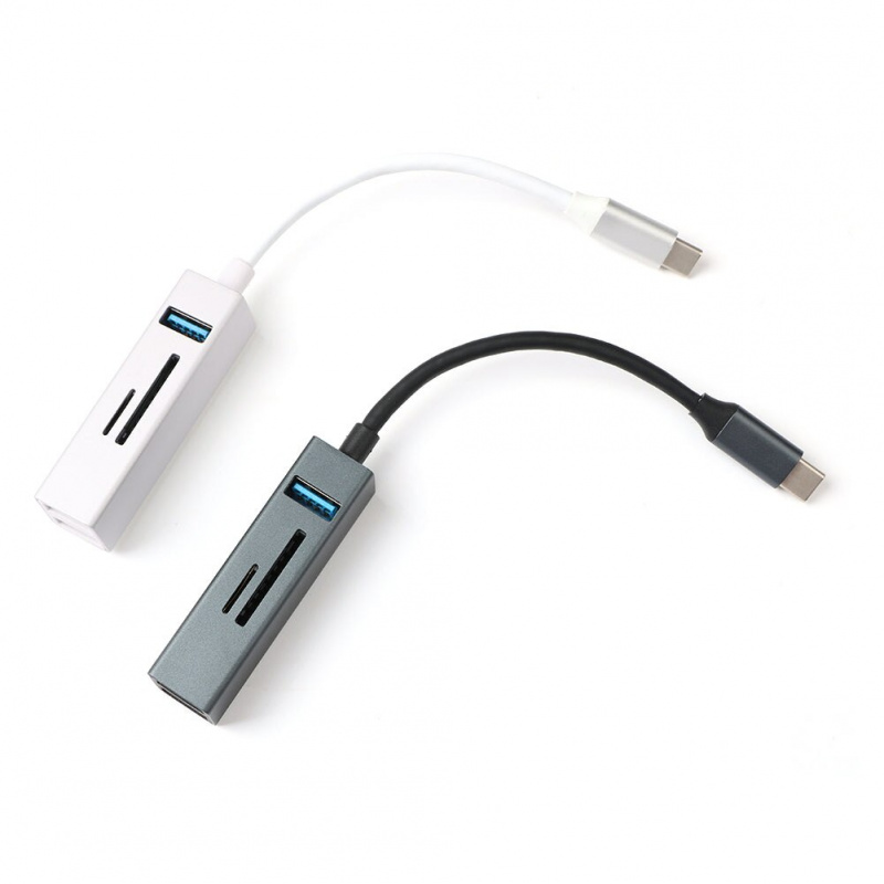 USB C 5in1 讀卡器集線器多功能擴展塢 USB 3.0 集線器鋁合金組合適用於 MacBook 筆記本筆記本電腦