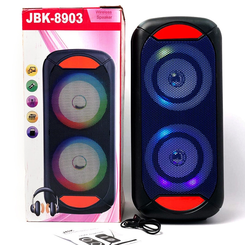 KINGLUCKY 2022新款JBk-8903戶外無線藍牙音箱七彩燈光便攜雙喇叭低音炮k歌音響