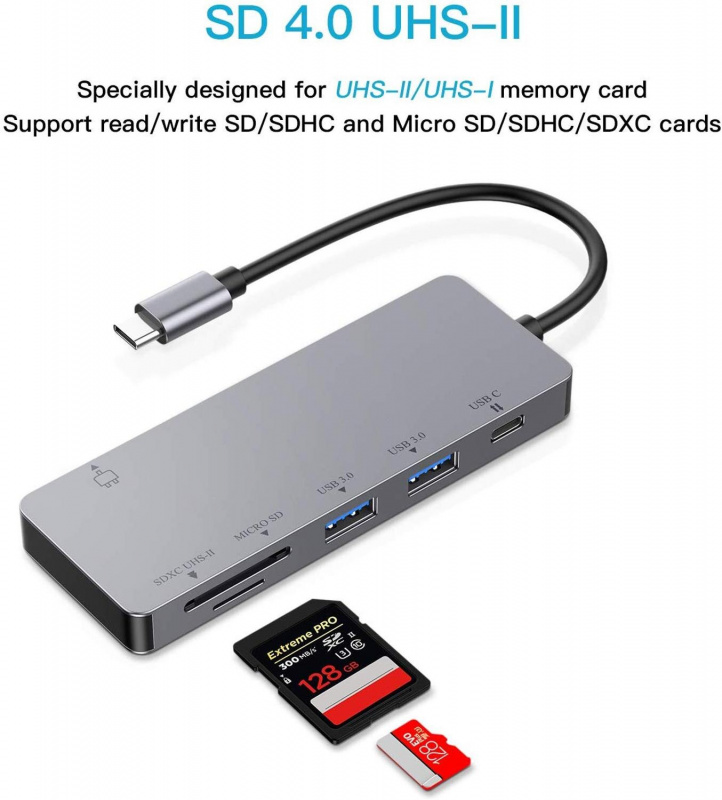 IREALTHINK USB C 集線器適配器帶 Micro SD UHS-II SD 4.0 讀卡器 Macbook Pro iPhone 11-配件 Type c 集線器 USB3.0 集線器