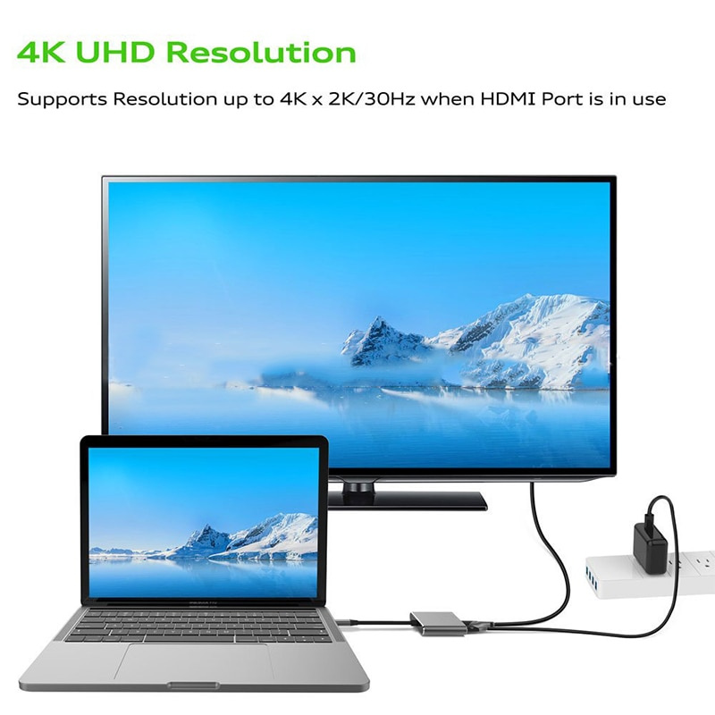 3 合 1 USB 3.0 HUB Type C HUB 轉 4K HDMI USB 3.0 PD 充電適配器分配器適用於帶 USB-C 的筆記本電腦 MacBook Pro USB C HUB