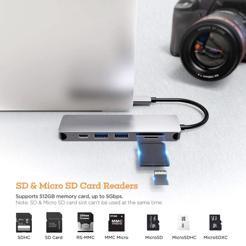 USB C 集線器 Multi USB 3.0 集線器 USB 分配器配件 4K HDMI 兼容 Type-C 集線器 PD 3.0 TF SD 讀卡器適用於 MacBook Pro Air