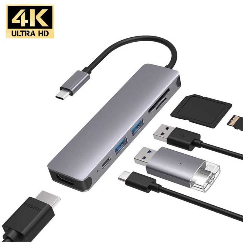 USB C 集線器 Multi USB 3.0 集線器 USB 分配器配件 4K HDMI 兼容 Type-C 集線器 PD 3.0 TF SD 讀卡器適用於 MacBook Pro Air