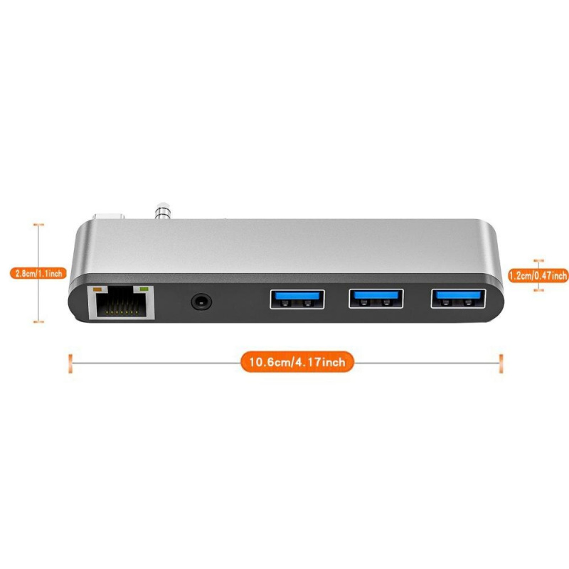 多端口 USB C 集線器 Type-c 擴展塢 USB 3.0 SD 讀卡器 3.5 毫米 AUX 端口 RJ45 以太網適用於新款 MacBook Pro 2021 14 16 英寸