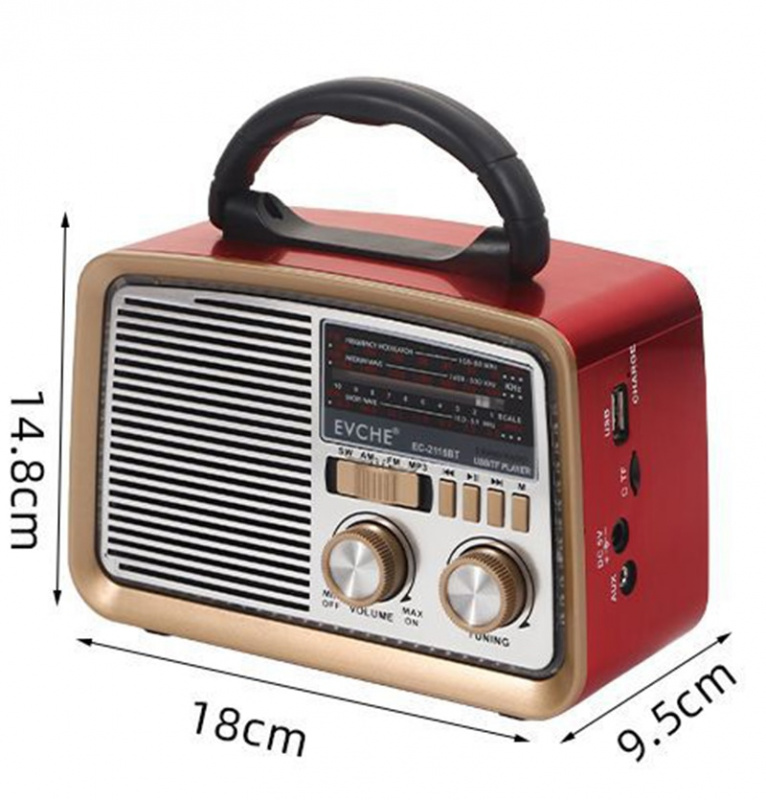 復古木質便攜藍牙音箱多功能多波段FM AM SW收音機AUX TF USB戶外夜用帶手電筒