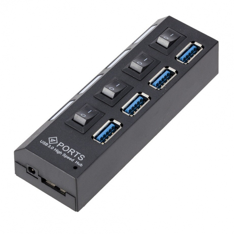 迷你 USB 集線器 3.0 超高速 5Gbps Usb3.0 4 端口集線器便攜式 USB 3.0 集線器分離器，帶外部電源適配器，適用於 PC 配件