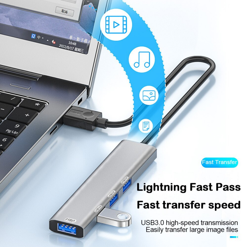 集線器 USB 3.0 集線器 USB 到 4 端口 USB 多分離器適配器 4 合 1 USB 3.0 集線器轉換器適用於聯想華為小米 Macbook Pro