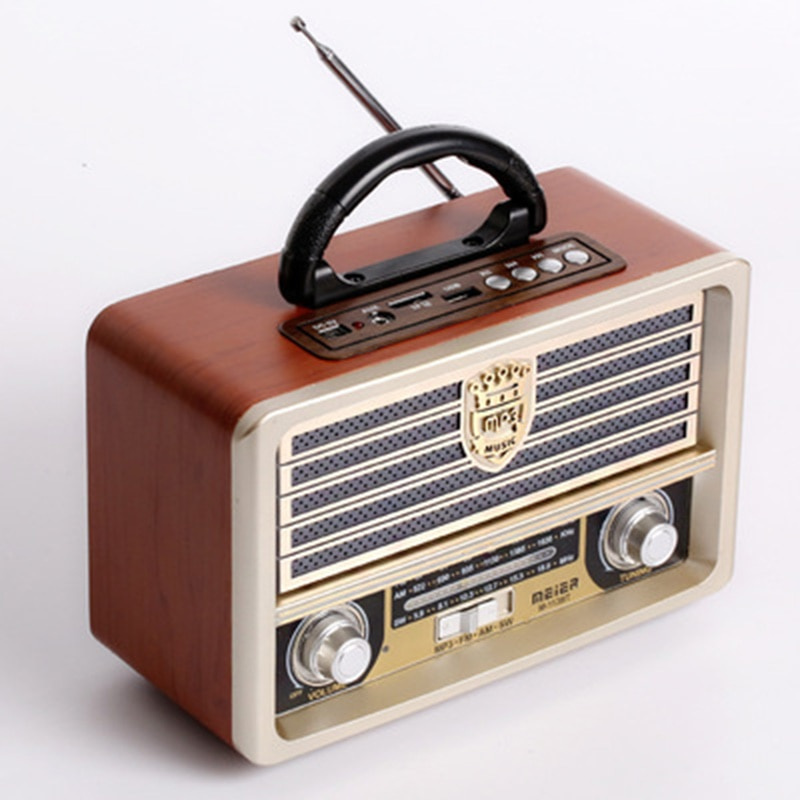 復古無線藍牙音箱便攜式低音炮回音壁家庭影院音箱系統 HiFi 立體聲收音機 Am Fm caixa de som
