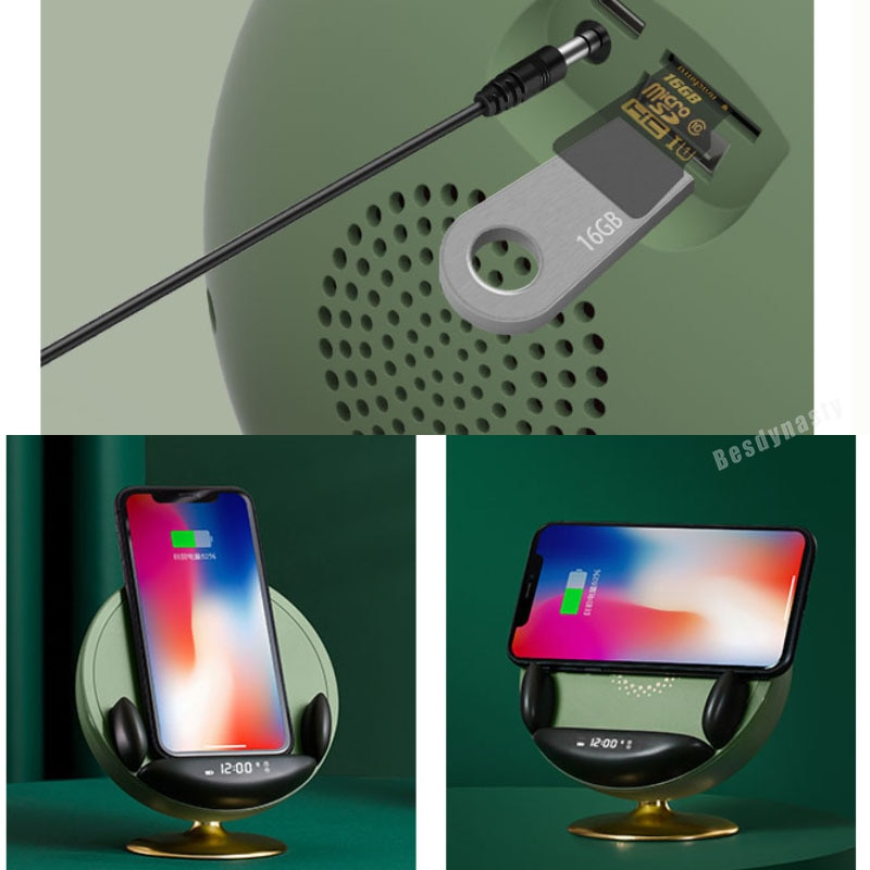 新款kawoo沙發無線藍牙音箱低音炮帶無線充電器電腦桌面插座時鐘鬧鐘個性禮物