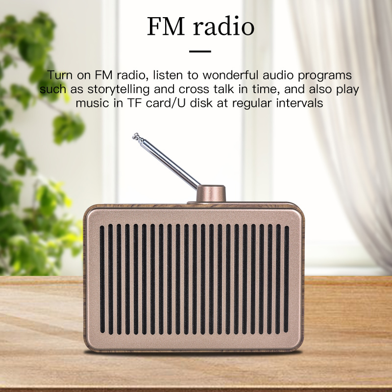復古藍牙兼容音箱無線木紋立體聲音箱 FM 收音機 AUX TF 卡 U 盤適用於小米 iPhone 電腦