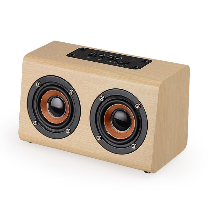 Wood Bluetooth Speaker HiFi Wireless Heavy Bass For Computer Phone Tablets TF Card AUX Home Desktop Wooden Subwoofer
