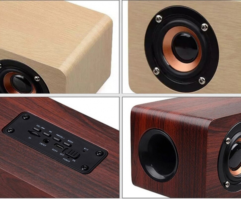 W8 Wooden Bass Wireless Stereo Portable Small Mini Speaker Home Theatre System Product  Bluetooth Speakers