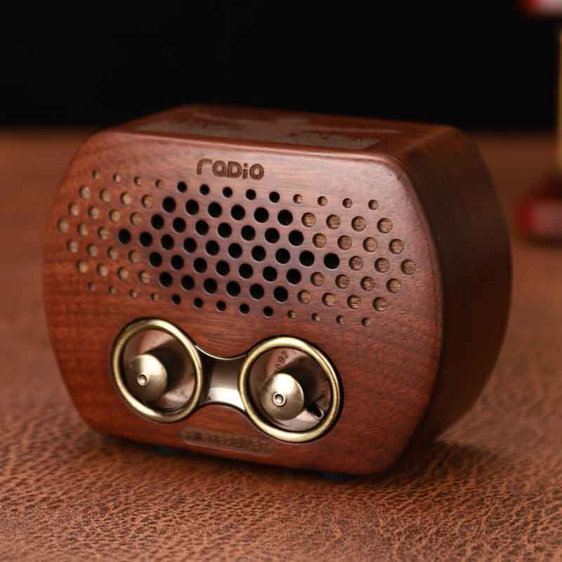Origin Portable Wireless Bluetooth Speaker Small USB Music Player Solid Wood Retro Bass Radio Sound Box Mini Design Tiny Knob