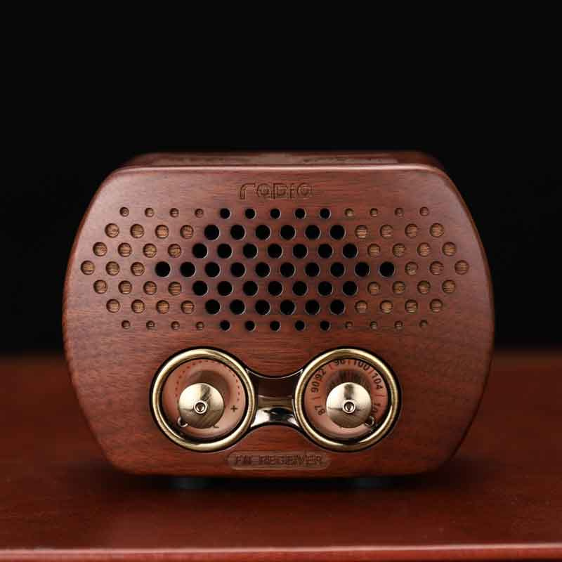 Origin Portable Wireless Bluetooth Speaker Small USB Music Player Solid Wood Retro Bass Radio Sound Box Mini Design Tiny Knob