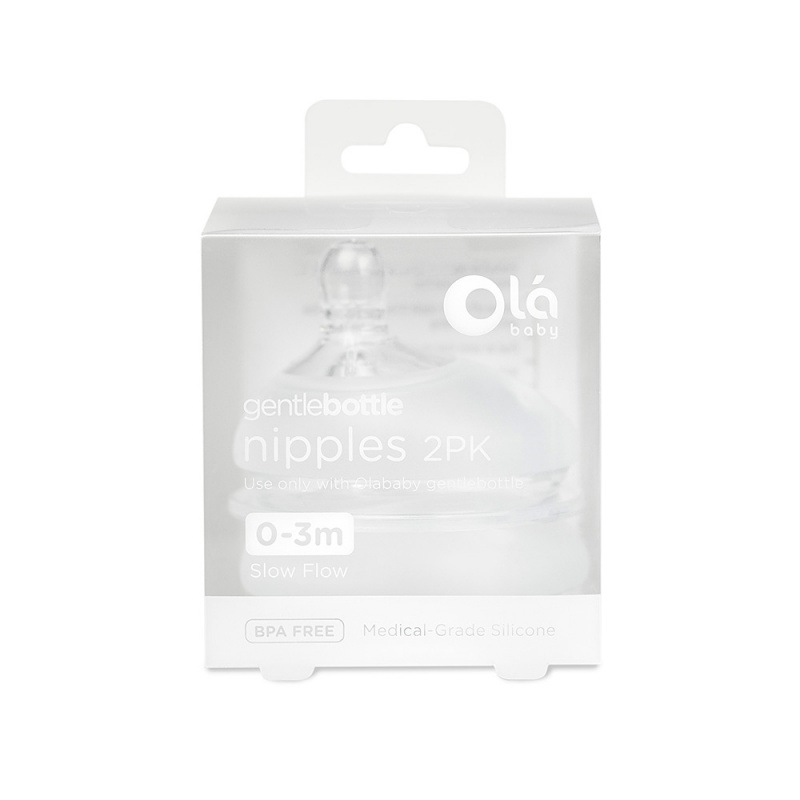 【行貨】美國品牌 Olababy 輕柔夢幻矽膠奶瓶專用 0-3 個月慢流量奶嘴（兩件裝）