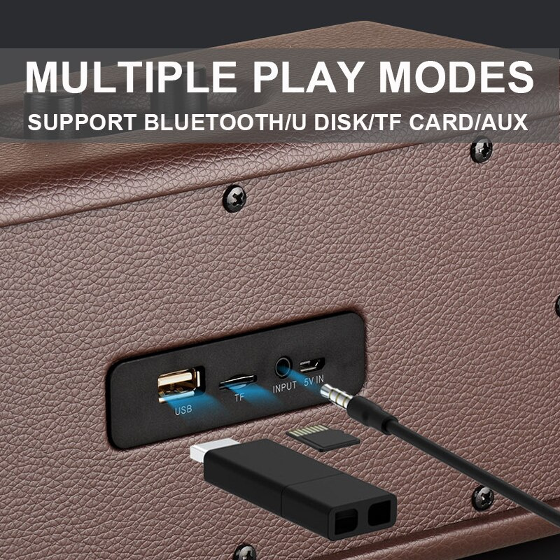 D30 便攜式木製復古藍牙音箱復古風格 caixa de som 高功率立體聲藍牙音箱適用於手機筆記本電腦