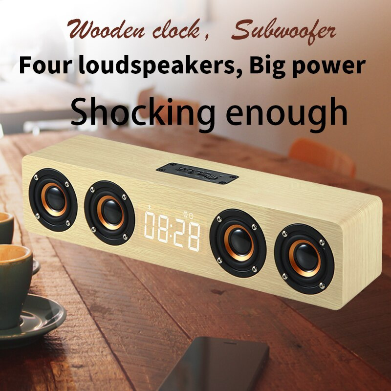 家庭影院便攜立柱藍牙音箱無線木質音箱鬧鐘收音機低音炮Soundbar for TV speaker AUX USB