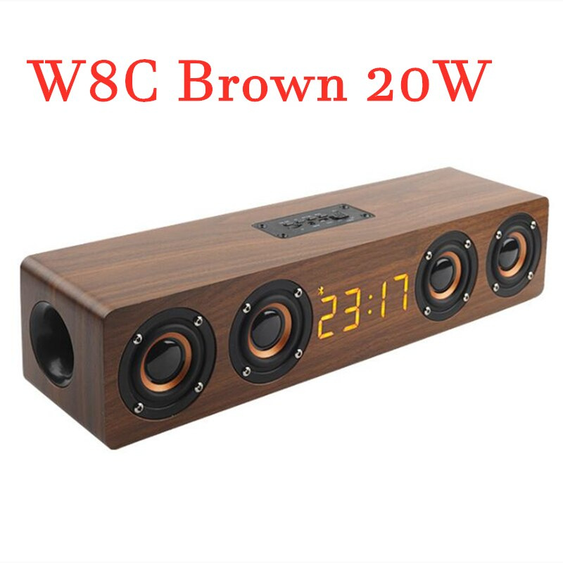 木製條形音箱無線藍牙音箱 20W HIFI 高保真環繞聲音樂中心帶 LED 顯示屏 FM 收音機音箱