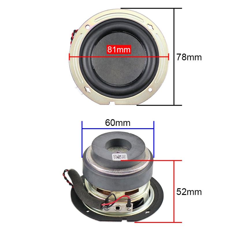 3 英寸中低音揚聲器 4 歐姆 15 瓦大衝程雙磁紙盆橡膠適用於無與倫比的音頻揚聲器 2 件