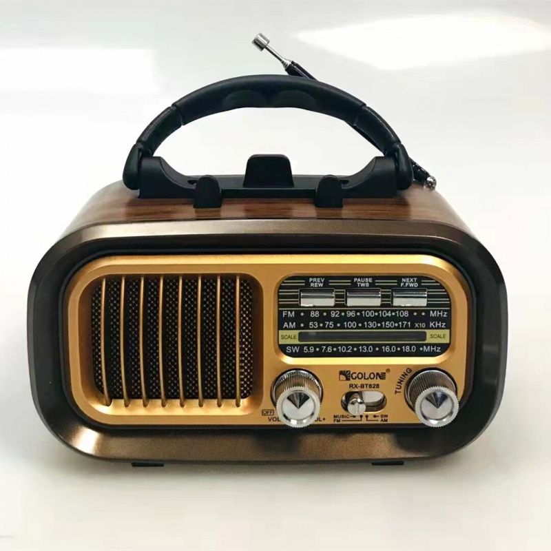 復古木製無線藍牙 5.0 收音機揚聲器 FM AM SW 波段收音機接收器便攜式戶外柱 TF SD USB 播放器