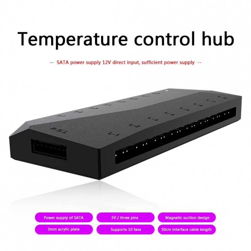 ID-COOLING HA-02 ARGB Hub PWM Fan Controller Powered 8 Way 5V 3 Pin 8 Way for SATA Household Computer Safety Part