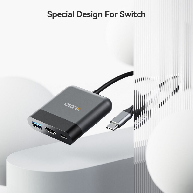 iDsonix Switch HDMI 適配器集線器底座 4K USB C HDMI 集線器電纜適用於 Switch Type C 至 HDMI TV Dock Adapter for Switch Mac OS