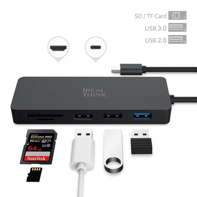 IREALTHINK USB Type C hub For Macbook Huawei Pro 配件 USB C HUB Splitter USB 3.0 HUB HDMI兼容適配器