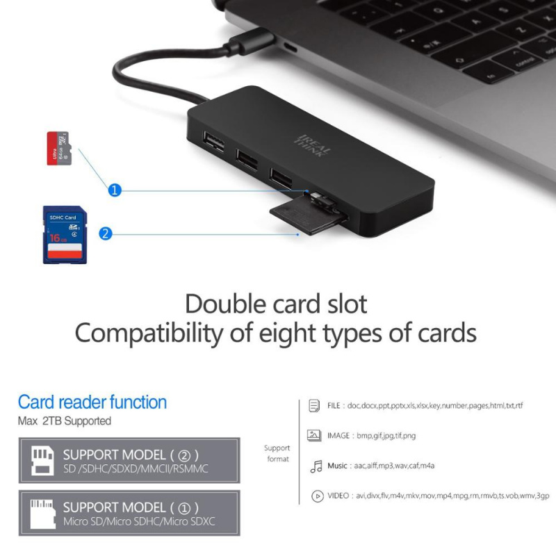 IREALTHINK USB Type C hub For Macbook Huawei Pro 配件 USB C HUB Splitter USB 3.0 HUB HDMI兼容適配器