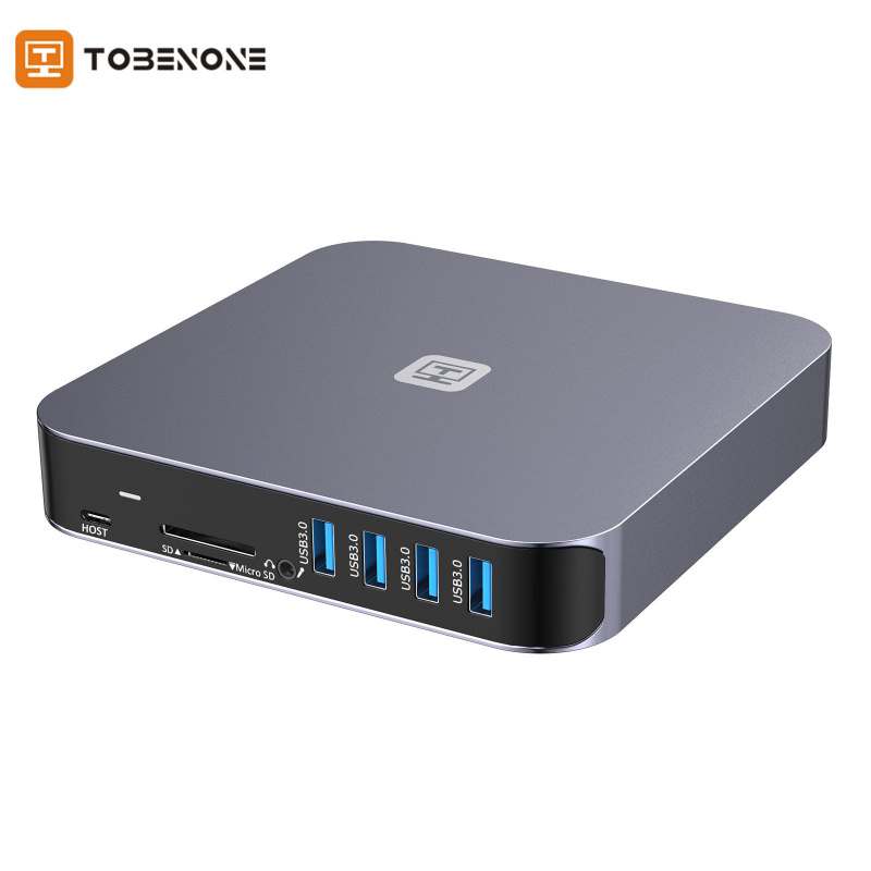 Tobenone USB C 擴展塢適用於 Thunderbolt3 筆記本電腦三重顯示 4K HDMI VGA 讀卡器 USB3.0 適配器適用於 Win MacOs