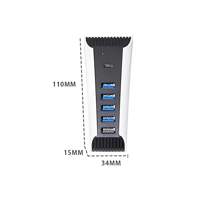 擴展塢多端口 USB 集線器穩定輸出高速 USB 分配器 5 端口擴展集線器充電器 USB 擴展器適用於 PS5
