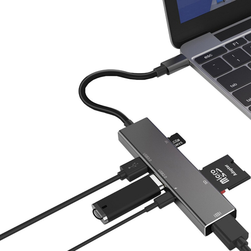 熱銷Type-c To Hub To Hdmi SD TF USB3.0 2 PD Power Port IPad Pro擴展塢