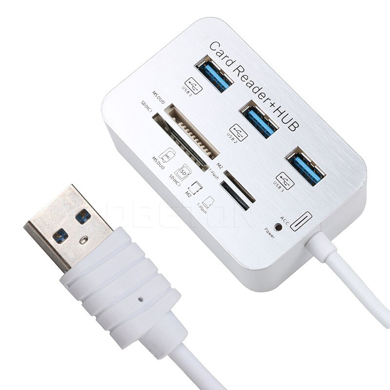 USB 集線器 3.0 組合 3 端口讀卡器高速 USB 分離器多合一 USB 3.0 集線器適用於 PC 電腦筆記本配件