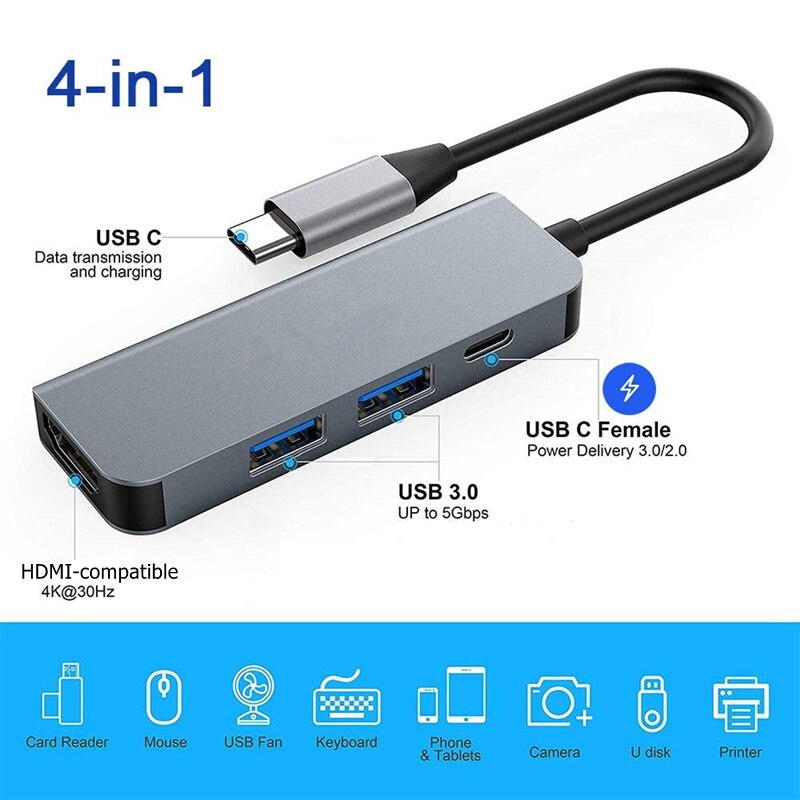 TRUMSOON C 型轉 4K HDMI 兼容 USB 3.0 2.0 C 集線器 SD TF 讀卡器適配器適用於 Macbook 三星 S10 Dex 小米 10 高清電視