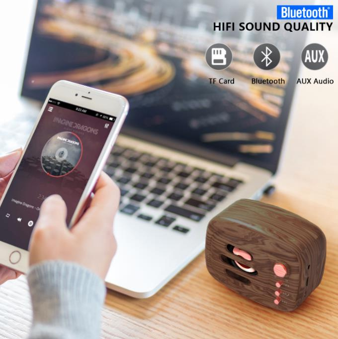 The new wireless Bluetooth speaker Bluetooth 5.0 supports TF Card stereo, nostalgic wood grain BT sound and retro sound