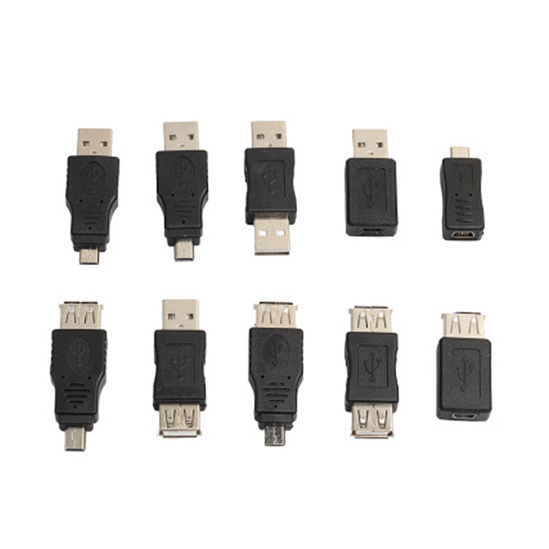 MAYITR 12 件裝 OTG 適配器轉換器 USB 2.0 耦合器套裝 3.5 毫米立體聲音頻 Y 型分離器適配器適用於鼠標 外部存儲