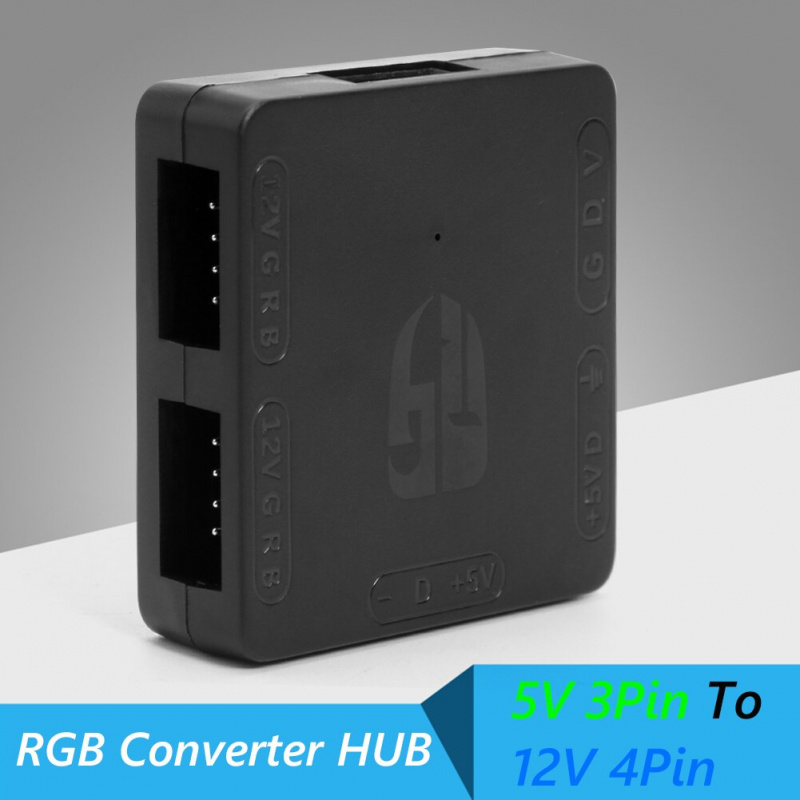 5V 3 針到 12V 4 針 RGB 轉換器 HUB 安裝方便 5V RGB 到 12V RGB 主板適配器