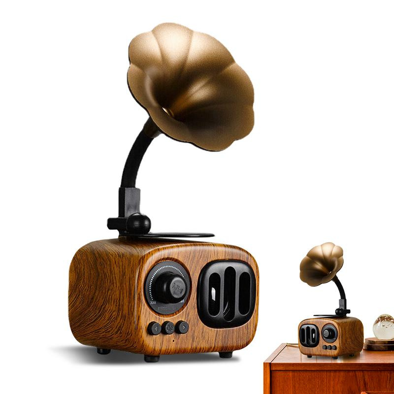 揚聲器復古木質便攜盒無線迷你揚聲器戶外音響系統 TF FM 收音機