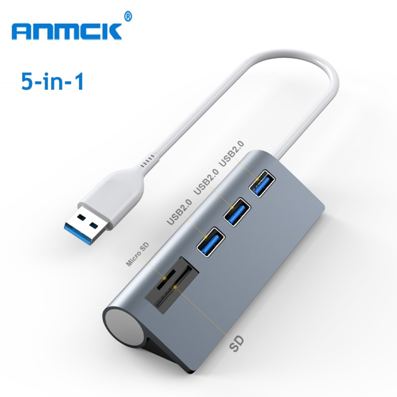 Anmck USB 端口集線器適配器電腦配件 USB 2.0 SD 讀卡器擴展塢適用於筆記本電腦 Macbook Pro Air USB c 集線器