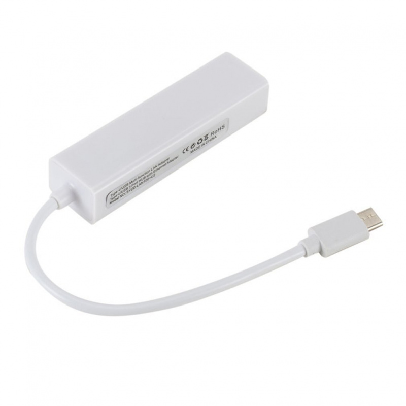 多個 USB-C USB 3.1 C 型轉 USB RJ45 以太網局域網適配器集線器電纜適用於 Macbook PC 局域網適配器電纜