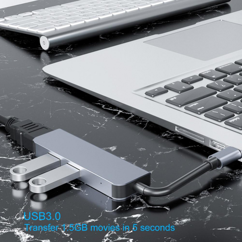 方便的 3 合 1 USB C 集線器適配器高強度計算機集線器超薄便攜式數據集線器計算機配件