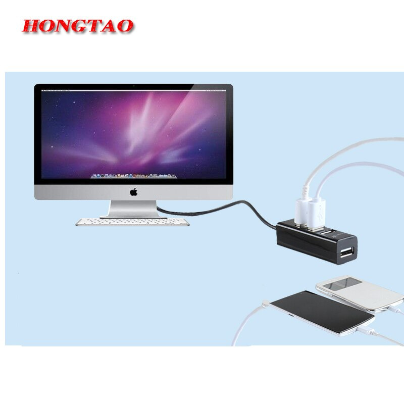高速迷你超薄 4 端口集線器 USB 集線器 4 端口擴展器多轉換器適配器適用於筆記本電腦選項卡 USB 集線器黑色白色 AQJG