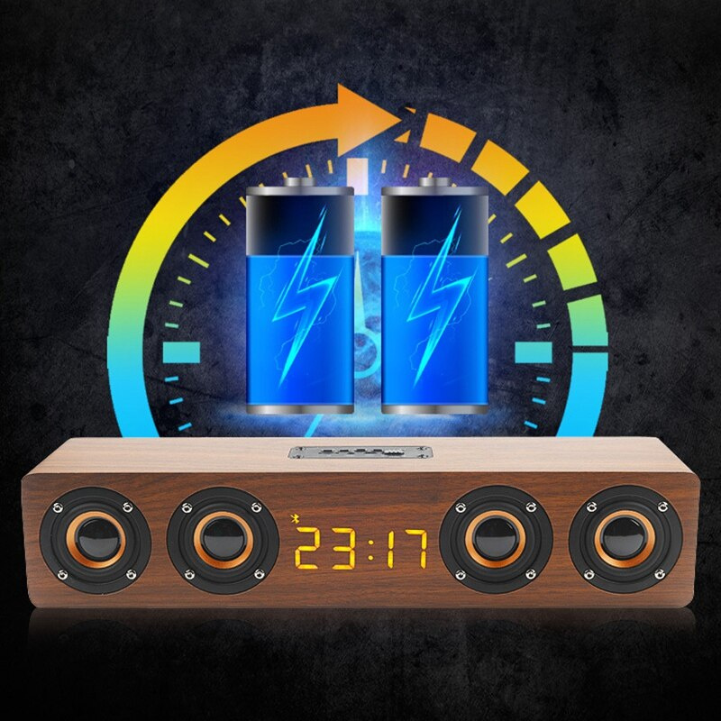 木製條形音箱藍牙音箱音樂聲學系統 20W HIFI 立體聲音樂環繞 LED 顯示戶外音箱帶 FM 收音機