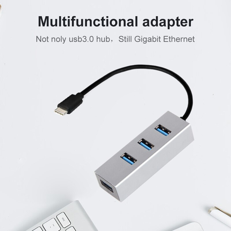 OFCCOM 4 端口 USB 3.0 集線器 USB c 集線器到以太網適配器 Type c 集線器分離器適用於計算機 macbook 帶開關擴展