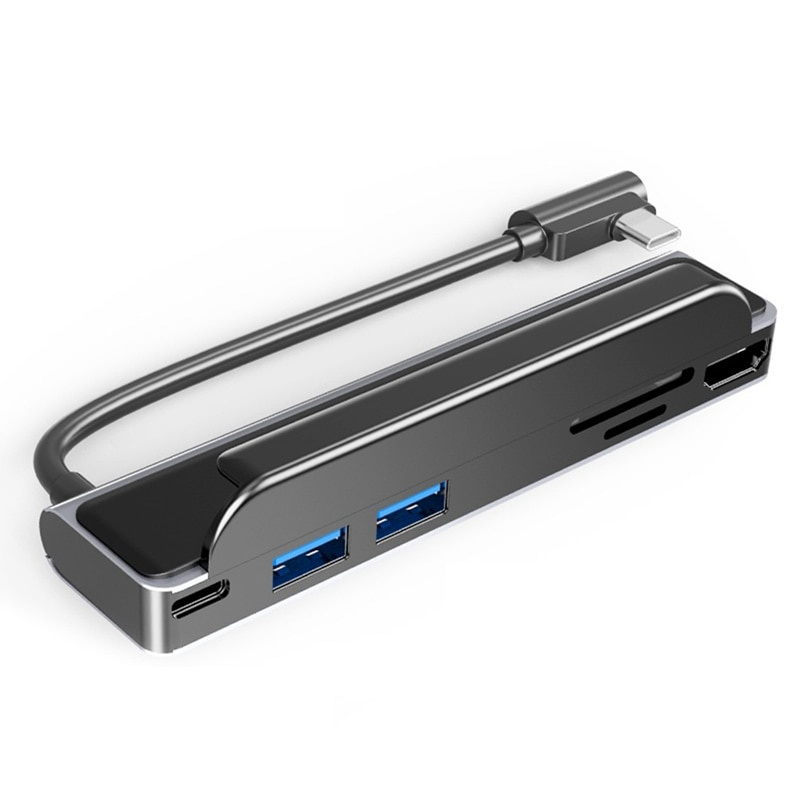USB C 型集線器 6 合 1 背夾支架便攜式擴展塢 4K HDMI USB3.0 SD TF 讀卡器適用於筆記本電腦和手機