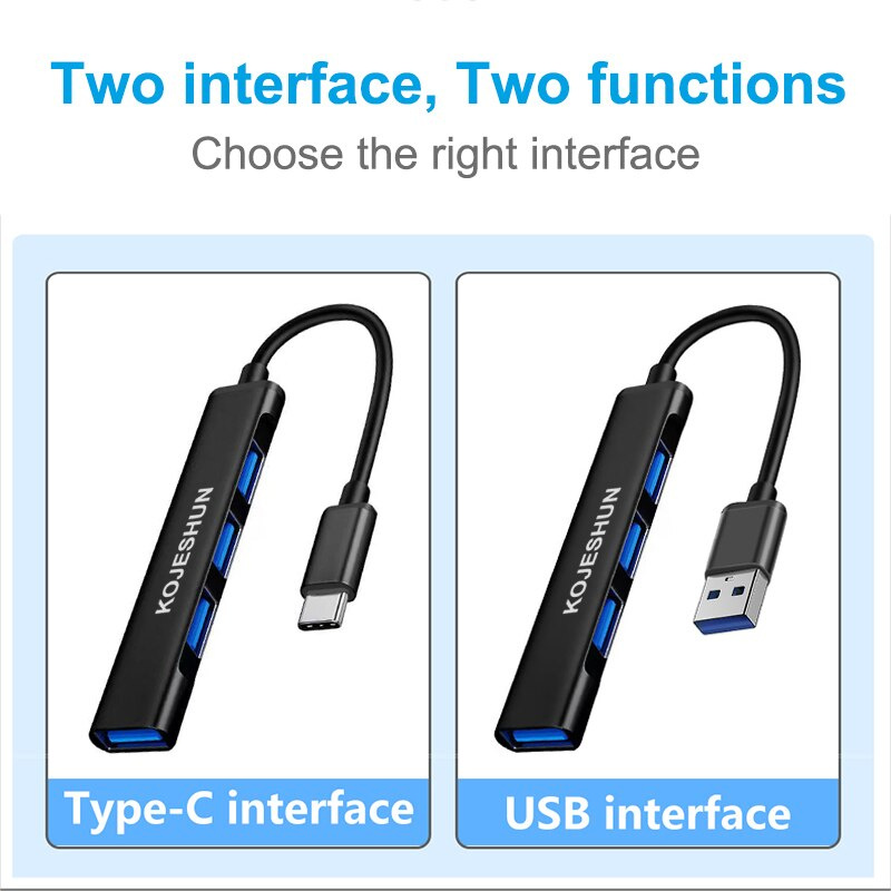 USB 集線器擴展 4 端口 C 型 3.0 2.0 集線器 USB 分離器高速 OTG 適配器便攜式適用於 Macbook Pro Air 小米 PC 計算機