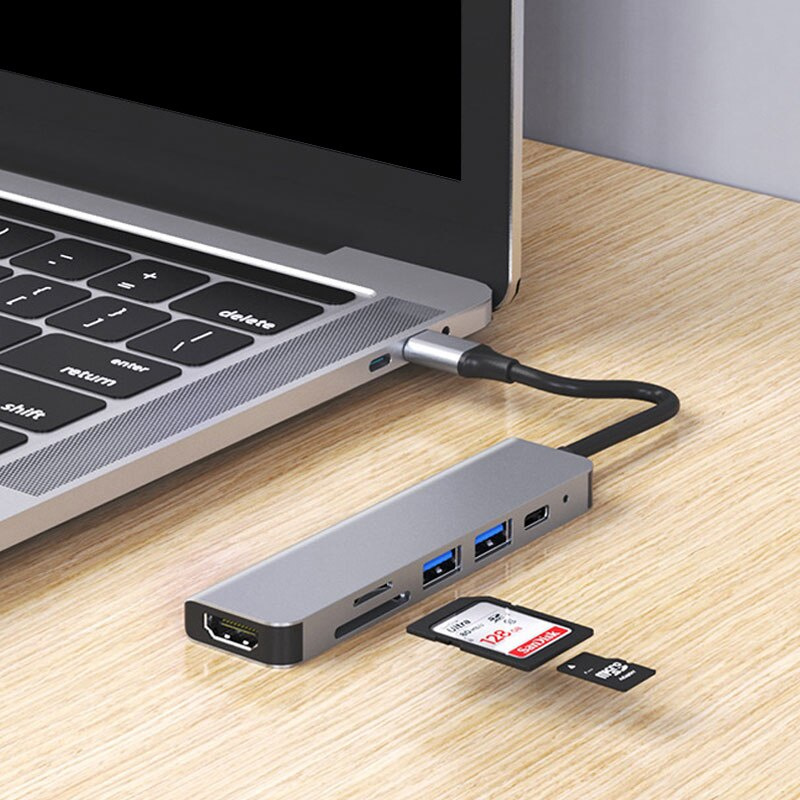 USB C 集線器帶 HDMI 兼容計算機適配器 OTG 帶 PD TF SD 適用於 Macbook Pro Air OTG 微型多功能 Type-C USB 3.0