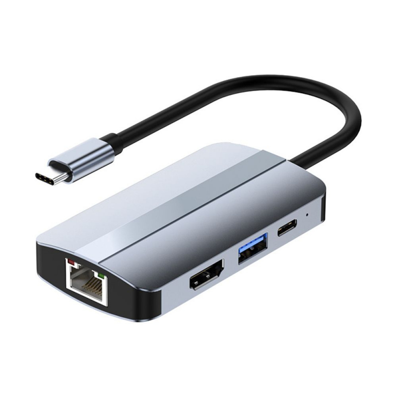 6 合 1 多端口 USB 3.0 適配器分離器千兆以太網擴展塢 4K HDMI USB Type-C 集線器適用於筆記本電腦