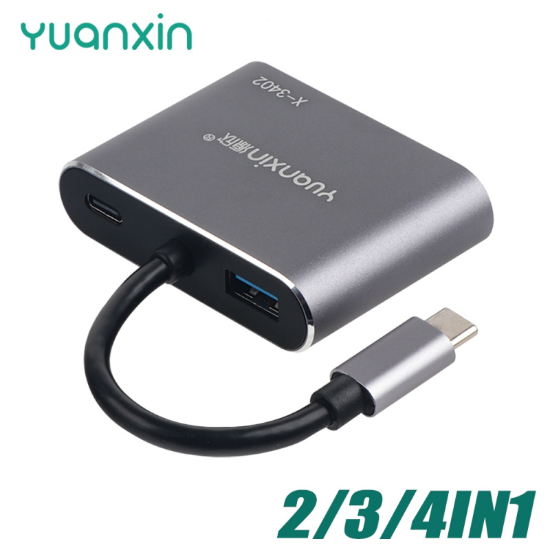 YUANXIN USB C HUB USB Type C to HDMI 4K VGA USB 3.0 PD 全功能集線器 適用於 MacBook Pro Air iPad Pro M1 PC USB C Splitter USB