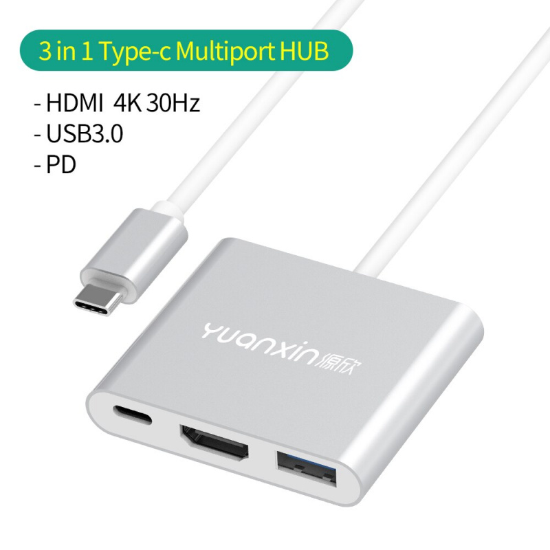 YUANXIN USB C HUB USB Type C to HDMI 4K VGA USB 3.0 PD 全功能集線器 適用於 MacBook Pro Air iPad Pro M1 PC USB C Splitter USB
