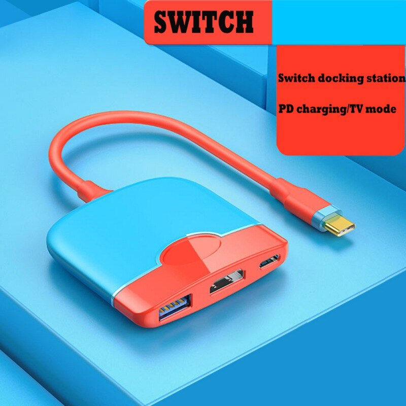 適用於 Nintendo Switch 擴展塢的電視底座 USBC 至 4K HDMI 兼容適配器 適用於 MacBook Pro 的 USB3.0 充電底座擴展器集線器