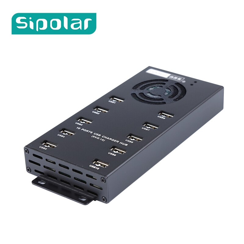 Sipolar 120W 供電 10 端口 USB 2.0 充電器端口集線器電源每個端口 5V 2.1A 充足的電流並提供同步和充電